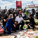 Terrence Floyd, center, attends a vigil where his brother George Floyd was killed by police one week ago on June 1, 2020 in Minneapolis, Minnesota.